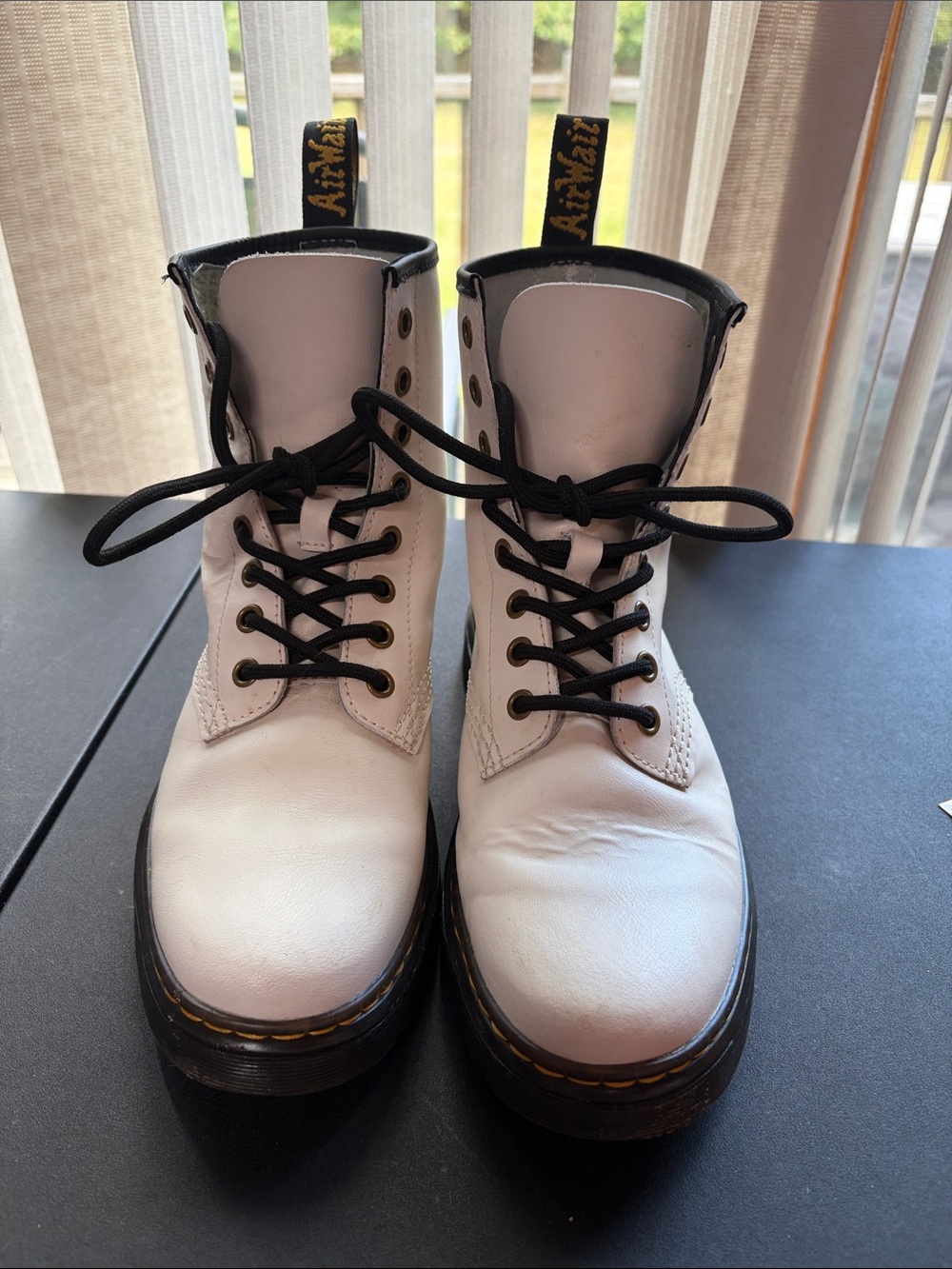 Dr. Martens Zavala White Leather Combat Boots Size 7 (W) or 6 (M)
